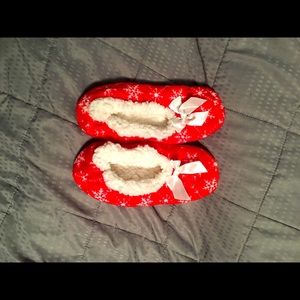 Red and White Sherpa Lined Slippers